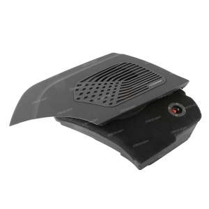 Короб стелс для сабвуфера на Geely Monjaro 2021+ (10", версия 2, в правое крыло, черный кожа, с грилем)